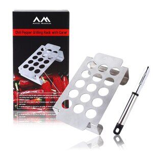BBQ Chili Pepper Rack Grill Roasting  Arctic Monsoon  with corer NWT
